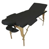 Table de massage pliante 3 zones en bois avec panneau Reiki + Accessoires et housse de transport - Noir - Vivezen