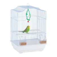 Cage blanche à oiseaux et accessoires - 10039608-0
