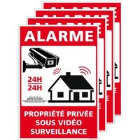 Panneau Alarme  Propriété Privée sous Vidéo Surveillance 24h/24 avec LoiAdhésif75 x 105 mm 75 x 105 mm Adhésif