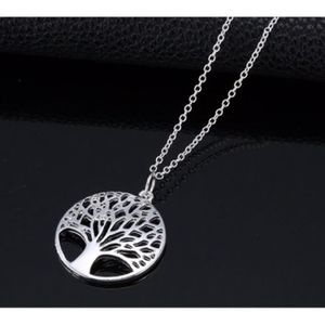 Collier Arbre De Vie Argenté Avec Strass - Chaîne De 28 Cm - Neuf Avec étiquettes