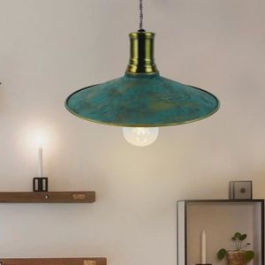 LUSTRE ET SUSPENSION Suspension luminaire vintage en métal vert et cuivre 60W Compatible LED E27