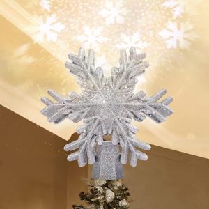 DEL 3D Hollow Star Light Christmas Tree Topper roted Flocon De Neige Lampe de projecteur UK 
