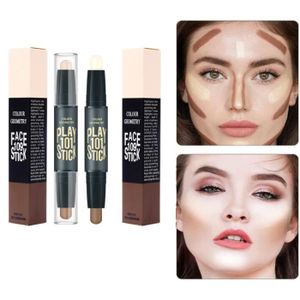 CORRECTEUR TEINT 2Pc Contouring Maquillage, 2 in1 Double-end Contouring Stick , Highlighter Stick, Visage Illuminateur, Correcteur Maquillage Stick