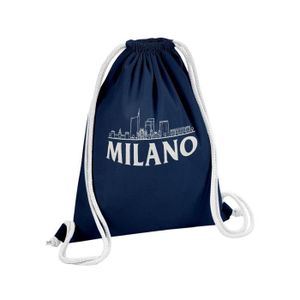 SAC DE SPORT Sac de Gym en Coton Bleu Milano Minimalist Milan Italie Voyage Mode 12 Litres