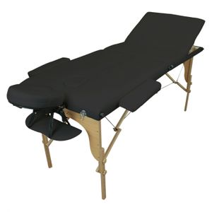 TABLE DE MASSAGE - TABLE DE SOIN Table de massage pliante 3 zones en bois avec panneau Reiki + Accessoires et housse de transport - Noir - Vivezen