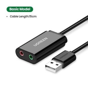 Dynamovolition Noir Durable Léger Plug & Play USB 2.0 à 3D pour Micro Haut-Parleur Audio Casque Adaptateur de Carte Son 5.1 canaux pour PC Portable 