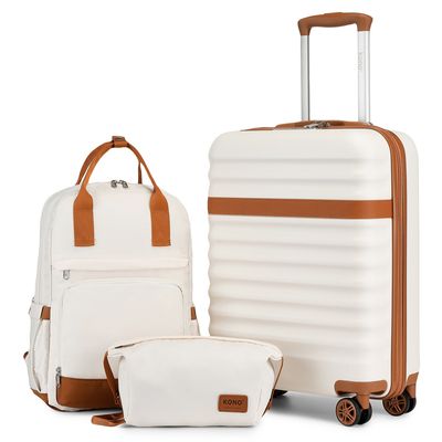 Lot De 3 Valises Rigides Easy Roll - Bagages à Main + Grand Modèle - Blanc (neufs)
