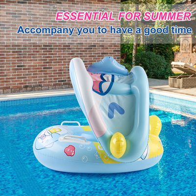 Bouée Bébé Avec Pare-soleil UPF50+ – Pistolet à Eau Amovible, Fond Souple – Pour 6 à 36 Mois (max 20 Kg) – Gonflage 90% – PVC épais 0,35mm