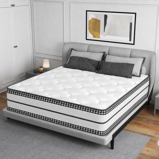 Matelas Hybride 140x190 Cm épais 28cm - Ressorts Ensachés + Mousse Mémoire Forme - Certifié Oeko-TEX