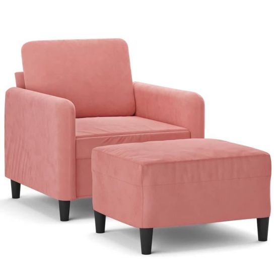 Fauteuil Cabriolet Velours Rose Avec Repose-pieds – Neuf Sous Emballage