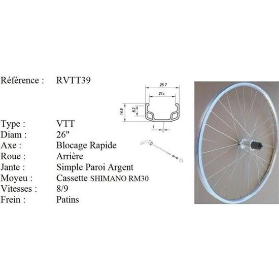 Roue arriere vtt online 26 pouces 7 vitesses