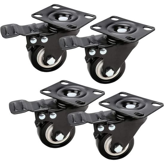 IQWTU Roulette Charge Lourde avec Frein, Lot de 4 Roulettes Pivotantes Jusqu'à 1500KG, Double Roulement à Bille Roulettes pour Meubles, 65mm Nylon Roulette Rotation à 360