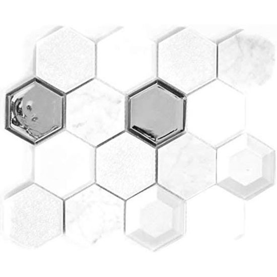Mosaïque Hexagone Pierre Naturelle Carrara Blanc