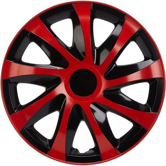 Enjoliveurs de roues universels DRACO CS noir-rouge 15" - lot de 4 pièces