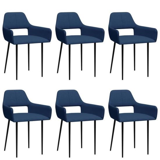 Joli & Mode 4707 - Lot de 6 Chaises de salle à manger Design Moderne - Siège de Salon Chaise de salon Bleu Tissu