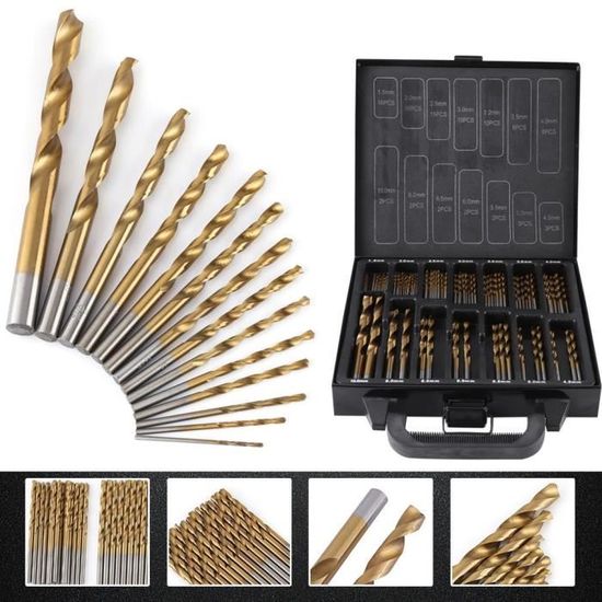 Kit 20 Fraises Rotatives HSS 1/8'' Revêtement Titane - Pour Dremel, Perceuse - Bois, Plastique