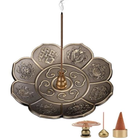 Hejo Porte Encens De Lotus En Bois, Support Encens Baton 9 Trous, Support Encensoir, Bruleur Encen Idéal Pour Les Salons De Thé, La Méditation Et Le Yoga