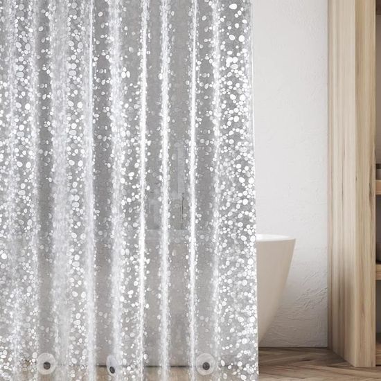 Rideau De Douche En Lin Avec Anneaux Métalliques, Imperméable Et Anti- Moisissure, En Polyester Durable Pour Le Bain Et La Douche - 180 X 180 Cm ( | Leroy Merlin