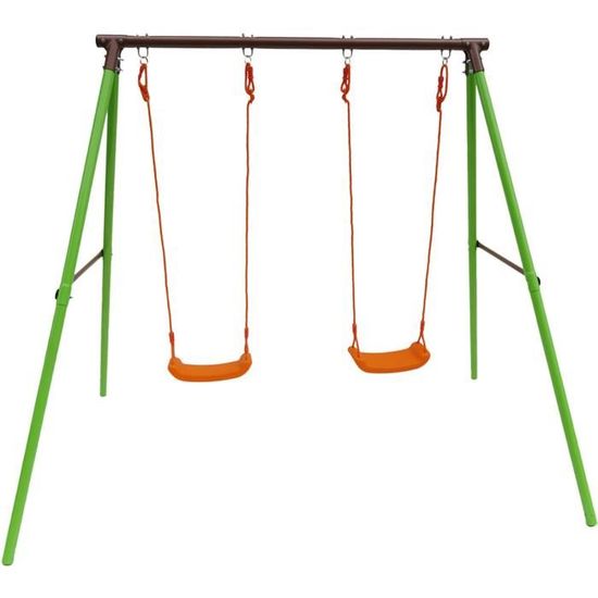 Portique acier pour enfants - HABITAT ET JARDIN - Polo - 2 balançoires - Vert