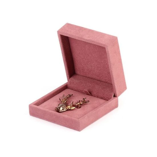 Lot De 2 Boîtes à Bagues En Velours - Carré 5.4x5x4.2 Cm - Pour Bague De Fiançailles, Boucles D'Oreilles - Cadeau Mariage, Anniversaire