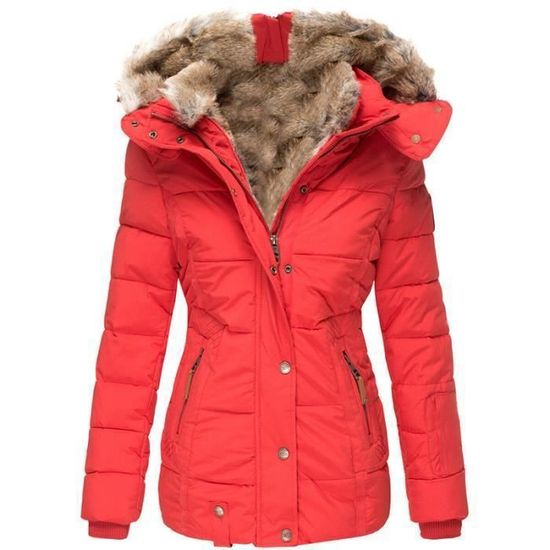 Veste Imperméable Femme Doudoune Femme Hiver Capuche Fourrure - Manteau Chaud Coupe-vent Imperméable Doudoune Capuche Fourrure