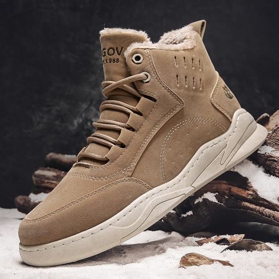 Chaussures De Neige Homme En Cuir Et Polaire - Imperméables, Antidérapantes, Légères Pour Randonnée Hiver