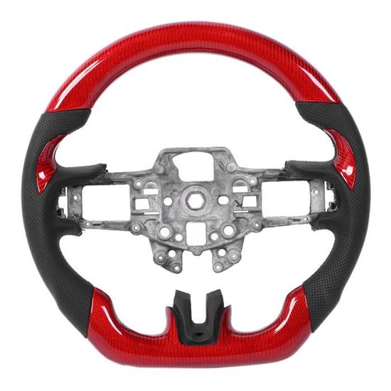 Volant Fibre Carbone Avec Anneau Rouge 12h Et Poignées Daim - Pour Audi TT/TTS/TTRS 8J Et Modèles