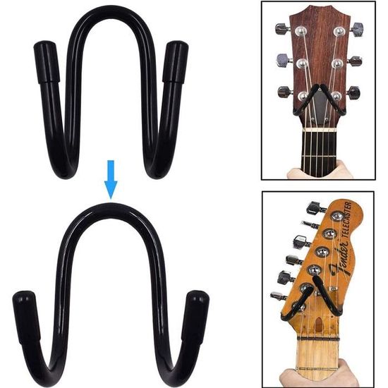 Support Guitare Mural Lot De 4 Avec Crochet Souple Réglable Pour