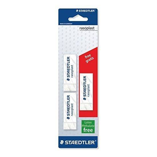 Gommes Staedtler Rasoplast Combi 526 Bt - Lot De 3 - Blanche Et Bleue Sans Latex - Pour Crayon Graphite Et Encre