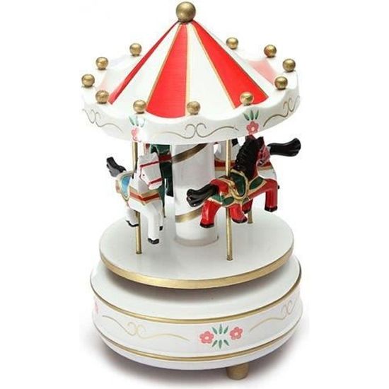 Carrousels Manege Chevaux Musical Bois Carrousel Boite A Musique Jouet Jeu Pr Enfant Bebe Blanc M708 Cdiscount Jeux Jouets
