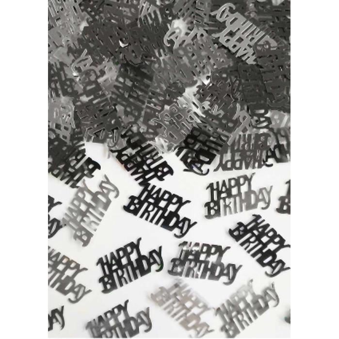 Confettis de Table joyeux anniversaire noir et argent