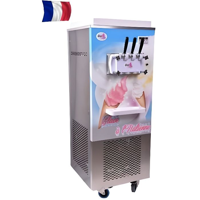 Machine à glace italienne sur roulettes - 2 parfums et 1 mixte