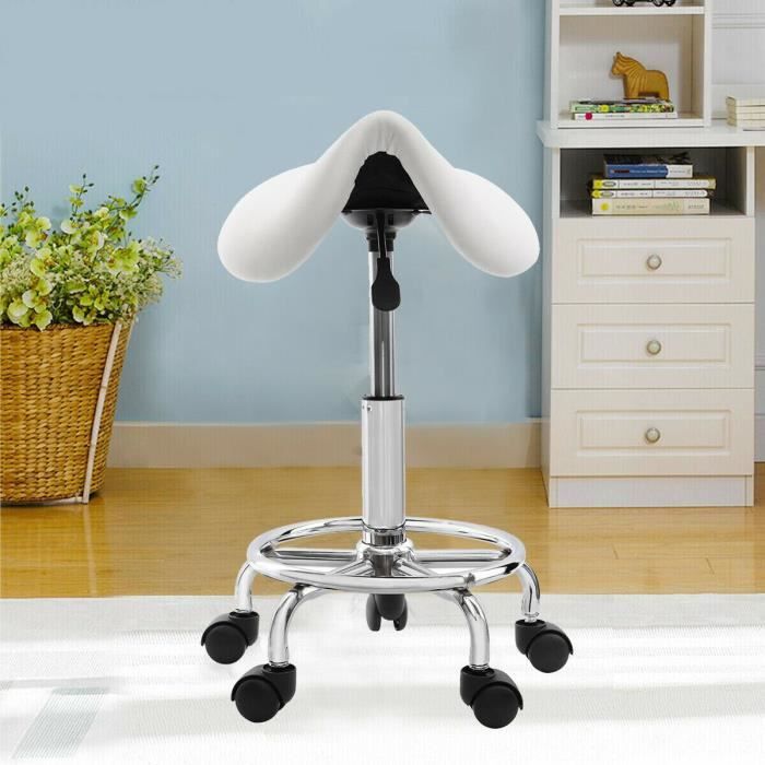 Ridgeyard Chaise de Selle Pivotante Hydraulique, Hauteur Réglable 51 à 65CM pour Salon de Massage/Manucure/Cosmétique /Spa/Beauté