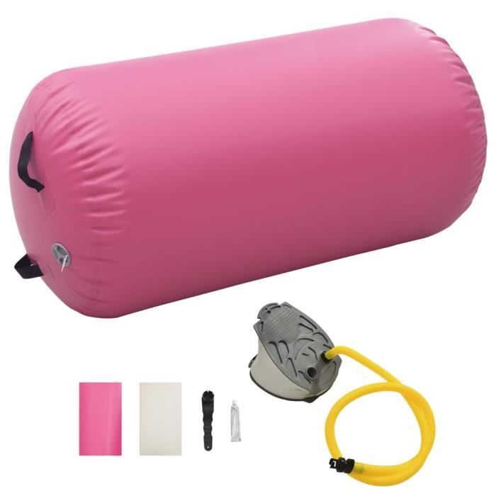 INGSHOP© Rouleau gonflable de gymnastique avec pompe 120x75 cm PVC Rose