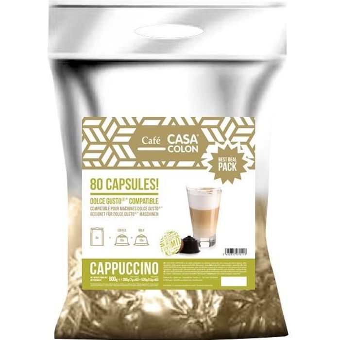 80 CAPSULES COMPATIBLES DOLCE GUSTO ® CASA COLON CAPPUCINO