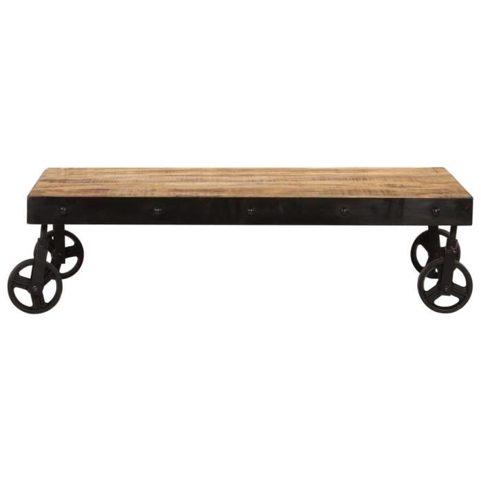 XIXIYAN Table basse avec roulettes Bois de manguier massif 100x60x26 cm