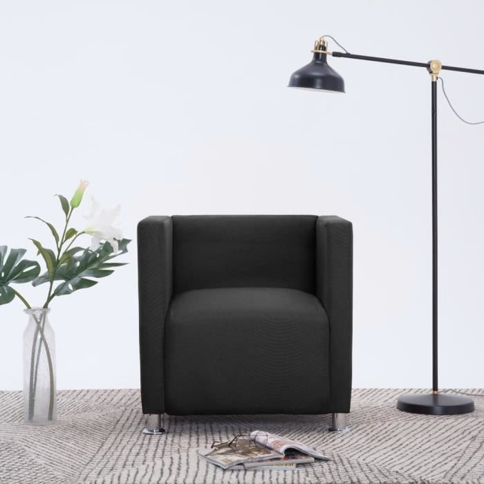 Dbaiyi Fauteuil cube Noir Tissu