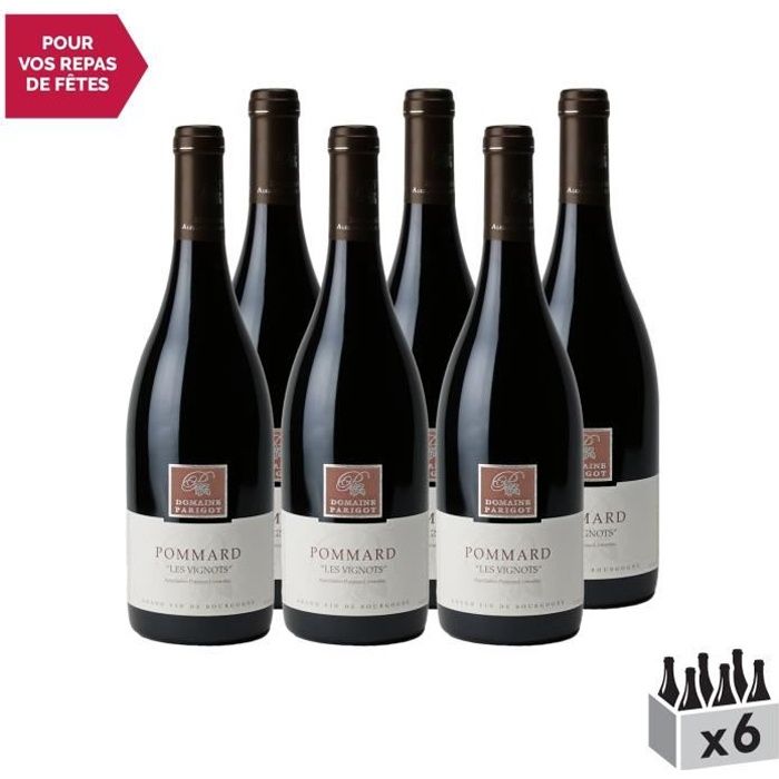Pommard Les Vignots Rouge 2017 - Lot de 6x75cl - Domaine Parigot Père et Fils - Vin AOC Rouge de Bourgogne - Cépage Pinot Noir