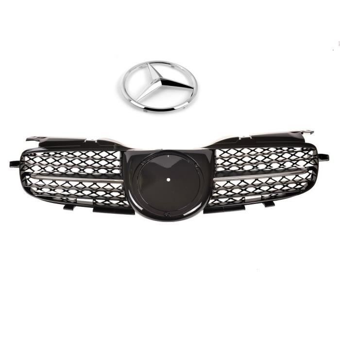 CALANDRE MERCEDES SLK R170 DE 08/1996 A 12/2003 NOIR BRILLANT ET CHROME LOOK SLK R171 ET LOGO
