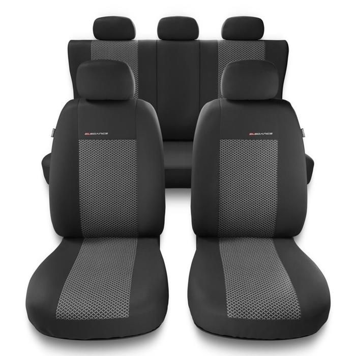 UNE-2 Noir Gris - Housses de sieges universelles compatibles avec RENAULT CLIO 2 3 4 II III IV PU0084