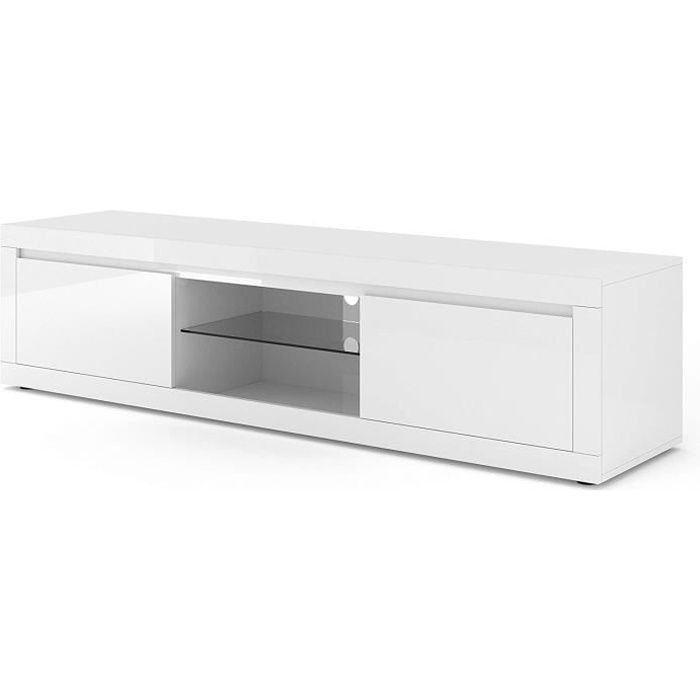 Meuble TV Como Bianco V Blanc laqué brillant 180 cm