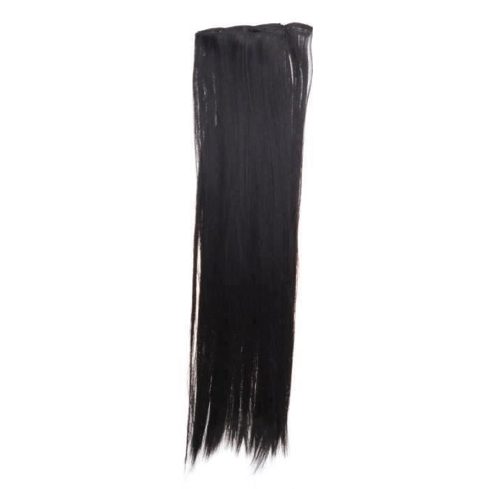 8pcs 60cm Clip dans les extensions de cheveux raides perruque de fibre de cheveux haute température (noir)@ht