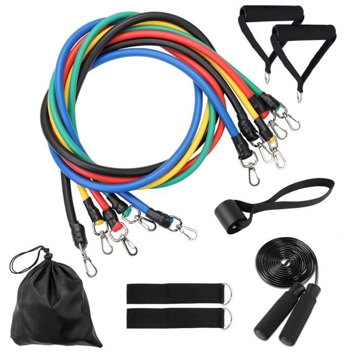 11 pcs Bandes De Résistance Ensemble Corde À Sauter Entraînement Fintess Bandes De Tube D'exercice Porte Ancrage Sangles