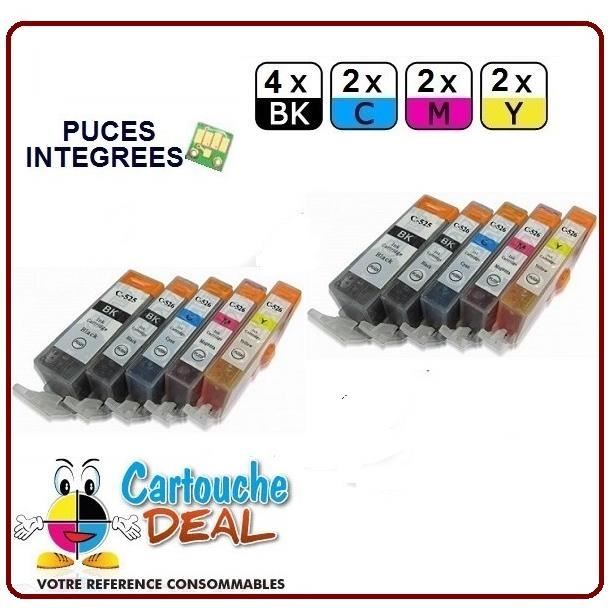4+6 CANON Pixma MG5250 MG5300 MG5350 MG6150 MG6250 Cartouche générique compatible