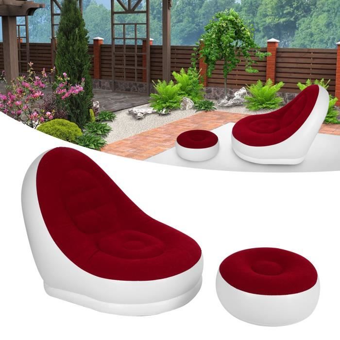 Chaise gonflable de ménage avec canapé chaise longue pliable pompe à air pour salon (rouge 116x98x83cm)