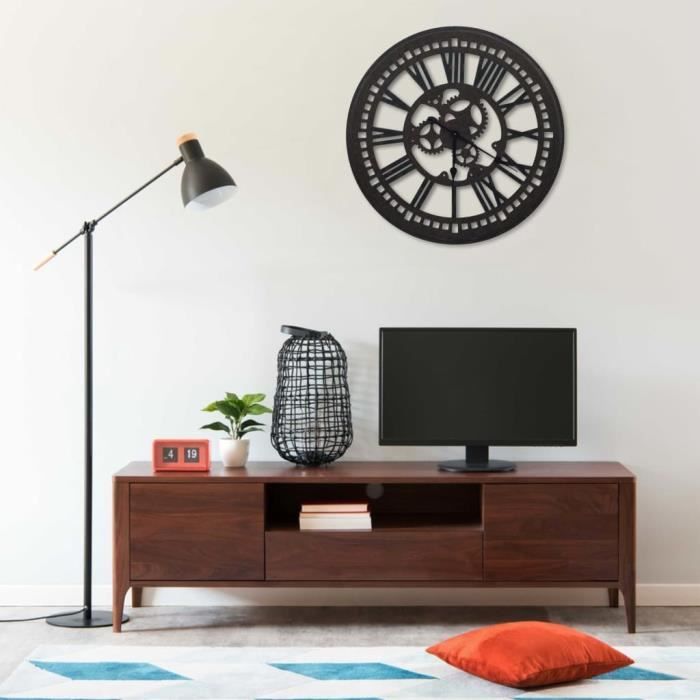 Horloge murale Noir 80 cm MDF