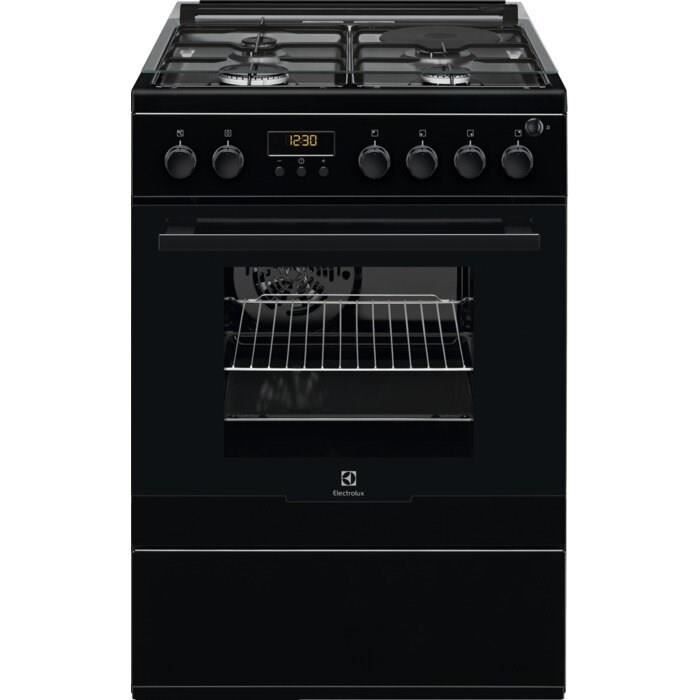 ELECTROLUX EKM66700OK Cuisinière mixte - 3 foyers gaz et 1 électrique - 54 L - A - L 60 cm - Noir