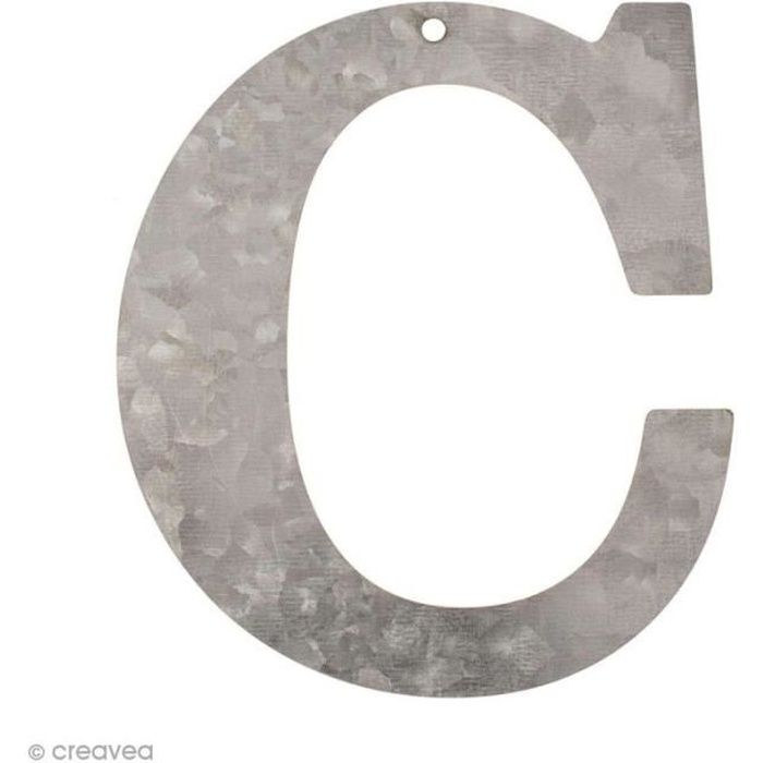 Lettre en métal galvanisé 12 cm - C Lettre métallique Glorex pour Home Deco: Lettre CDimensions: 10,5 x 12 cm environEpaisseur: 1
