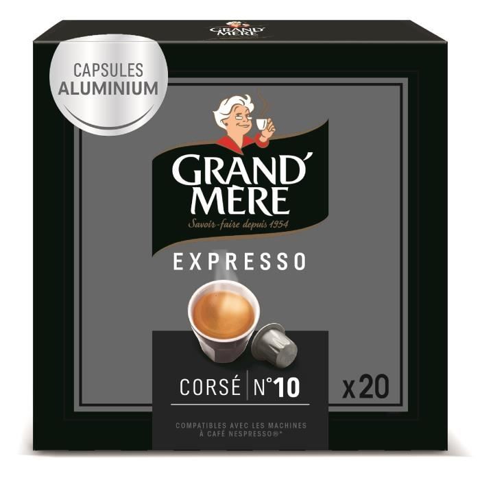 Grand Mère Café Capsules Expresso Corsé x20, en aluminium compatibles avec le système Nespresso -104g