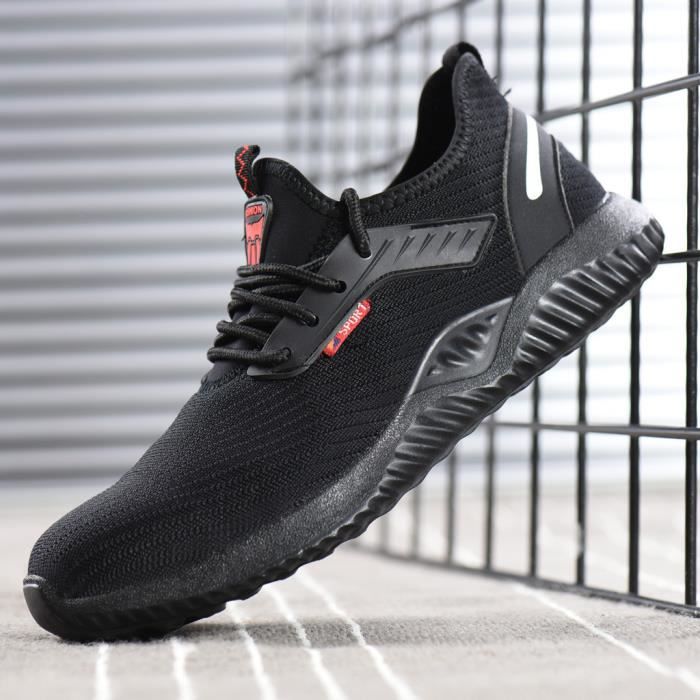 Femmes Hommes de sécurité en acier Toe Cap travail randonnée respirante Formateurs Chaussures Casual 38 Noir